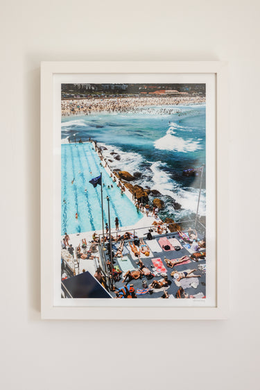 Sunbathing at Icebergs Bondi • A3 Framed