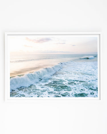 Muriwai Beach Sunset Surf Drone Art Print