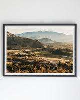 Valley of Gold, Queenstown art print – black frame