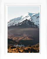 Mount Ruapehu Photography Art Print with Chateau Tongariro in the foreground
