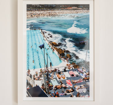Sunbathing at Icebergs Bondi • A3 Framed